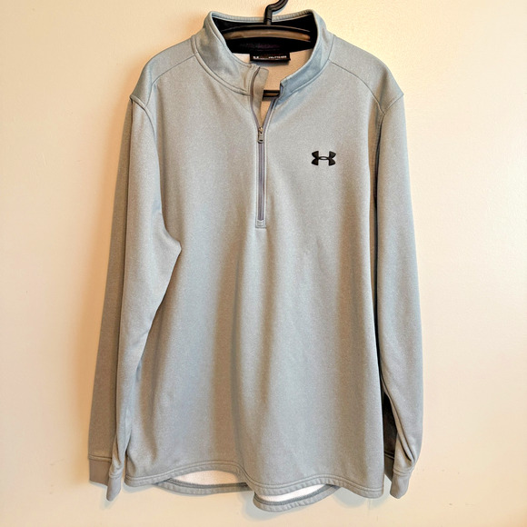 Under Armour Mens Gray 1/4 Zip Long Sleeve Loose Fit Coldgear Sweatshirt Sz XXL - Picture 1 of 9